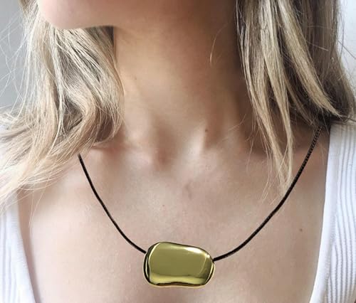 Chunky Necklaces Bean Necklace Gold Plated Necklace Gold Necklace for Women Dainty Necklace 25.6inch2