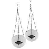 CAXUSD Maceta Colgante para Plantas con Autorriego para Interior y Exterior, Grande 2 Piezas, Color Blanco, Material Grueso con Red Separadora, Adecuado para Balcón y Jardín Decorativo