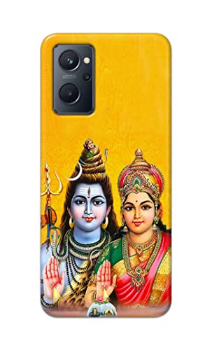 Image of PRINTFIDAA God Shiva Parvati Yellow Background Printed Designer Hard Case for Realme 9i Back Cover -(ZP) MVN1008
