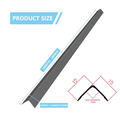 Image of 10pcs 48 inch L*0.59 inch W Aluminum Self-Adhesive Wall Corner Protectors, Wall Furniture Bumper, Safety Baby Proofing Corner Cushion Table Edge，Wide Coverage and Easy to Install - Black