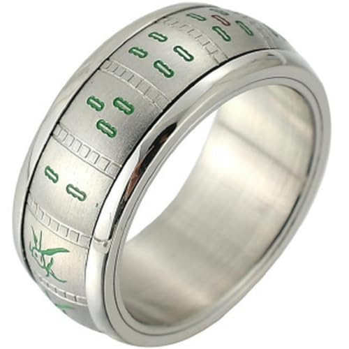 Bague en acier titane robuste avec gravures haut de gamme de Mahjong