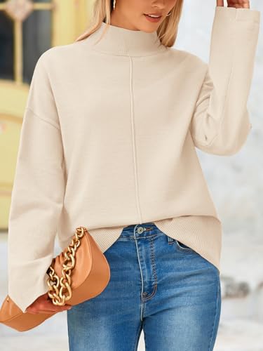 PRETTYGARDEN Womens Sweaters Fall 2025 Long Sleeve Ribbed Knit Pullover Loose Mock Neck Lightweight Casual Sweater Tops3