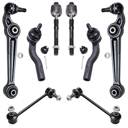 Image of Detroit Axle - Front Lower Control Arms Kit for 2003-2008 Mazda 6 2004 2005 2006 2007, 2 Lower Control Arms w /Ball Joints, 4 Inner & Outer Tie Rods, 2 Sway Bar Links Replacement