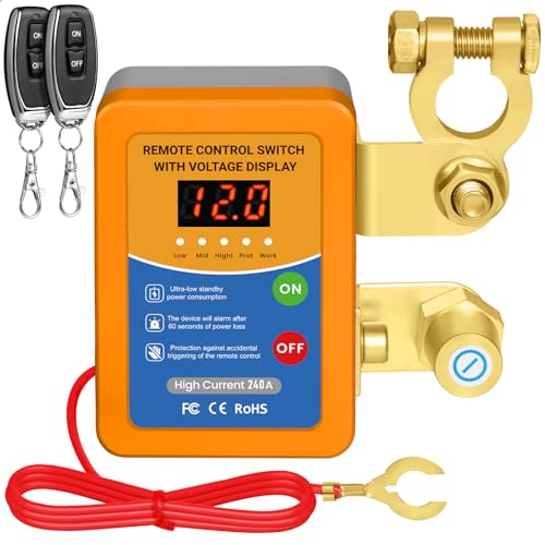 Mtchavno Stacca Batteria per Auto 12V 240A, Interruttore di Isolamento della Batteria Staccabatteria Automatico Antifurto Auto Senza Fili con Telecomando per Auto RV ATV Camion Barca Trattore
