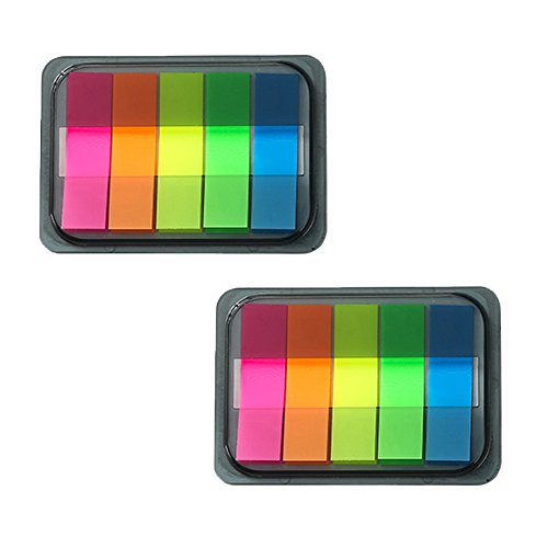 MinniLove 透明見出し 強粘着ノート 超徳用 蛍光 メモ帳 ふせん メッセージカード 付箋 (40枚x混色5色 (200枚入))