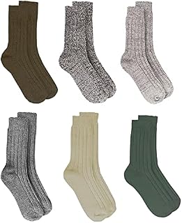 Sock Stack Wool Socks Men's 6 Pairs Of Thick Chunky Work Boot Sock Outdoor Hiking Walking