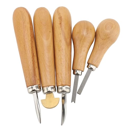Ejoyous 5pcs Stone Setting Prong and Bezel Kit, Jewelry Stone Setting Tools with Ergonomic Wooden Handle, for Professional Jeweler and Beginners