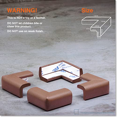Image of Roving Cove Slimfit Corner Protector for Baby Proofing (8 Small Corners), Soft Rubber Foam Furniture Corner Bumper Guards, 3M Adhesive Pre-Taped, Coffee Brown