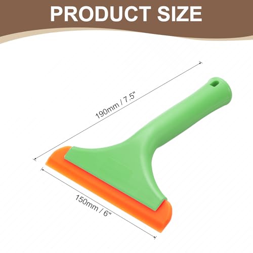 Image of HARFINGTON 2pcs Squeegee 6 Inch Length Auto Water Blade Shower Squeegee with Non-Slip Handle for Windshield Window Cleaner Glass Door, Green