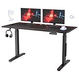 FLEXISPOT Elektrisch Höhenverstellbarer Schreibtisch Gaming Desk mit LED Lichtleiste & Kabelmanagement, Dual-Motor, 4 Speicherplätze, leise Höhenverstellung – Geeignet für Homeoffice & Gaming