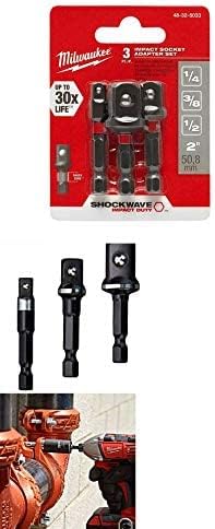 Milwaukee 48-32-5033 Power Drill Bit Extensions Shockwave Socket Adapter Set, 1/4", 3 Pack