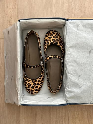 Women's Fashion Leopard Print Flats Buckle Strap Mary Jane Flats Ballerina Shoes Drese Shoes Round Toe Outdoor Casual Slip On Shoes for Women2