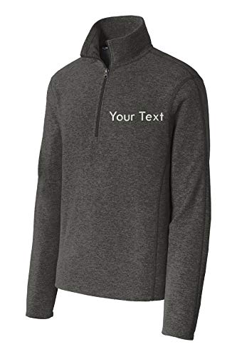 INK STITCH Men Custom Your Own Text Heather Microfleece Half Zip Pullover Jacket