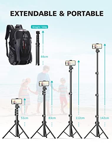Image of CIRYCASE Selfie Stick Tripod with Light, 170 cm Reinforced, Bluetooth, Multi-Functional, for iPhone and All Smartphones, Travel and Vlogging (Black 67 inches with Camera Stand)