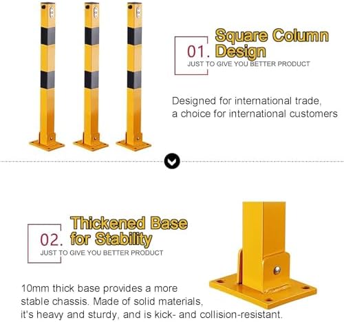Lockable Folding Security Bollard Folding Parking Lock for Car Park Protection.Folding Parking Barrier - Safety Bollard with Floor Lock for Driveway and Garage Security, Car Stopper Post for image 4