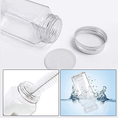 Yishik 15 Packs, 6oz Glass Spice Jars, 180ml Square Spice Bottles with Shaker Lids and Airtight Silver Caps for Kitchen Storage & DIY Crafts(20pcs Labels,1 Funnel and 1 Brush include) - Image 2