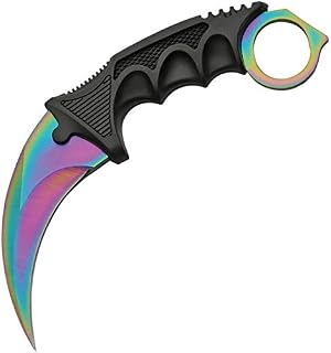 SZCO Full Tang Hunting Knife 7.5 Inch - Multicolor Curved Blade Karambit Outdoor Knife with ABS Handle, Stainless Steel Blade & Sheath for Hunting, Camping & Outdoor uses for Men