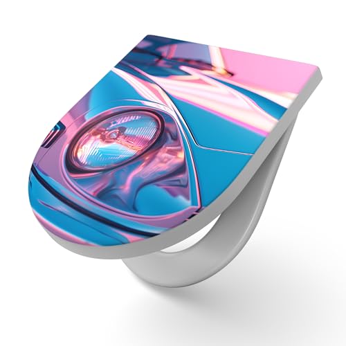 DEQORI Toilettensitz mit Motiv Neonklassiker | WC Sitz in Weiß aus Duroplast | Format 36,4x45,4 cm – antibakterielle Klobrille für D-Form WC mit Deckel – pflegeleicht & dekorativ