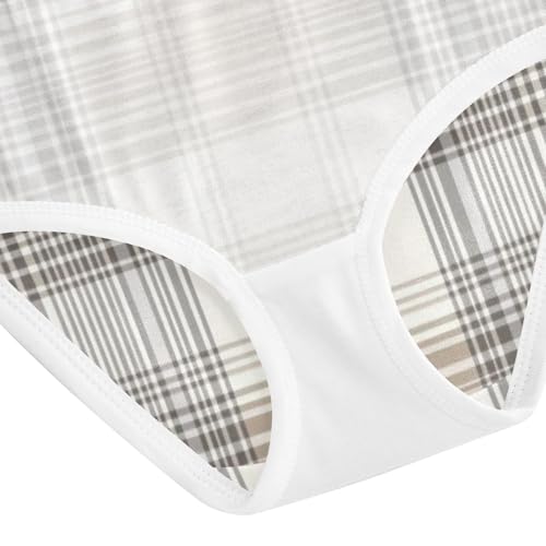 Brown Tartan Plaid Girls' Underwear for Daily Wear Comfort Color for Toddler in Sizes 2T,3T, 4T, 5T, 6Y and 8Y 5