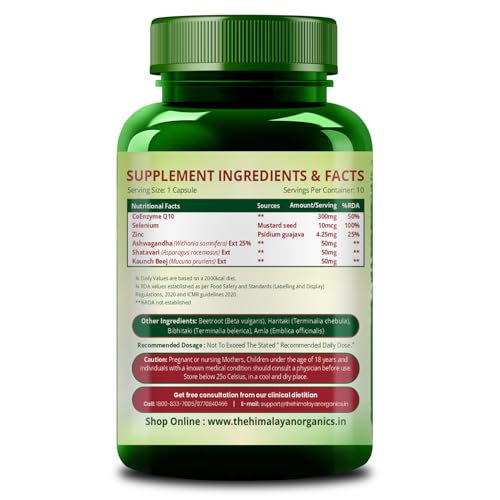 Image of Vlado's Himalayan Organics CoQ10-300mg With BioPepper - 5mg, COENZYME Q-10 300mg Supplement - 10 Veg Capsules