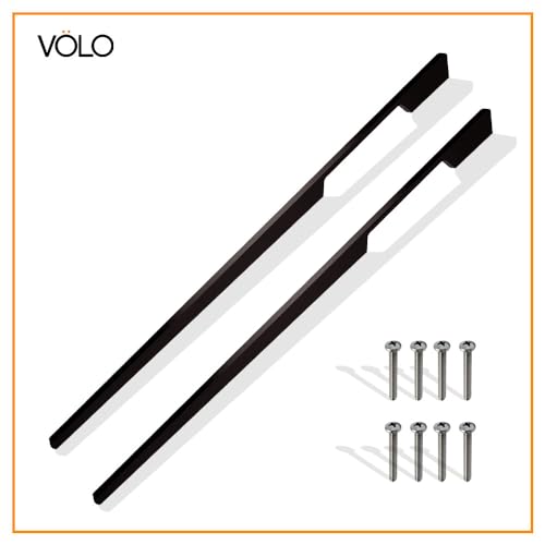 Image of VOLO Aluminium Wardrobe Handle - Elegant Pull Handle for Wardrobe Doors, Cabinet Doors, and Drawers in Kitchen, Office, and Bedroom (Pack of 2 Pieces) (SAC-40 Black 24 Inc (600mm))