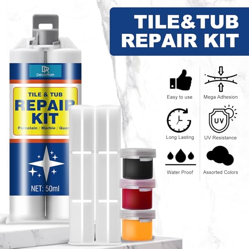 Tile Repair Kit, Shower Tray, Porcelain & Ceramic Sink Repair Kit, Fast-Drying for Chips Cracks, Dents in Bathtub, Granite - Image 3