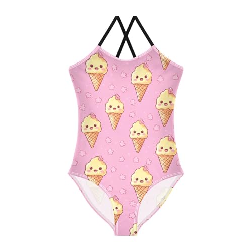 Cute Ice Cream Cones Girls Swimsuit One Piece Bathing Suit for Baby Girls' Swimwear 3-10T