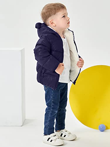 Artmine Baby Boys Girls Winter Hoodie Jacket, Packable Lighweight Hooded Puffer Padded Down Alternative Coat Outwear For Infants, Toddlers & Baby, Navy, 2 Years(2T) = Tag 100 #TOP4