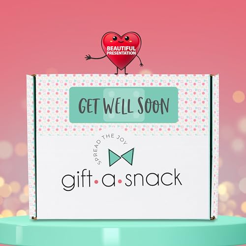 Image of Gift A Snack - Get Well Soon Snack Box Variety Pack Care Package + Greeting Card (45 Count) Feel Better Sweet Treats Gift Basket, Candies Chips Crackers Bars - Office Food Assortments