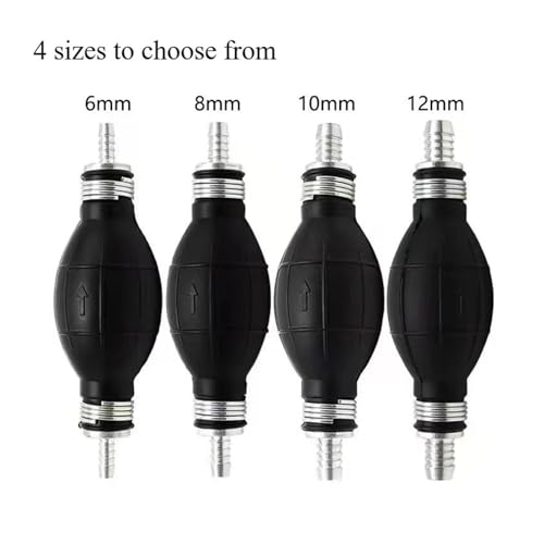 Generic 6mm/8mm/10mm/12mm Hand Fuel Pump Line Rubber Aluminum Hand Primer Bulb Diesel Oil Transfer Petrol For Car Boat Marine Outboard(10mm)