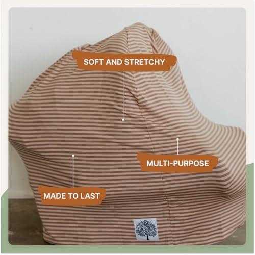 Image of Parker Baby 4 in 1 Car Seat Cover for Girls and Boys - Stretchy Carseat Canopy, Nursing Cover, Grocery Cart Cover, High Chair Cover - inchRosewood Stripe inch