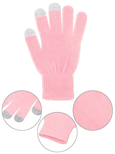 Image of Pangda 12 Pairs Winter Touch Screen Gloves for Men Women Stretch Knitted Texting Gloves Warm Windproof Solid Color Mittens