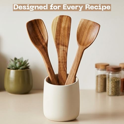 Image of Classyo Neem Wood Spoon for Cooking, Wooden Spatula for Non Stick Pan, Wood Ladle, Wooden Spoon Set, Wooden Spatula Set, Naturally Antimicrobial and Non Stick (Set of 3)