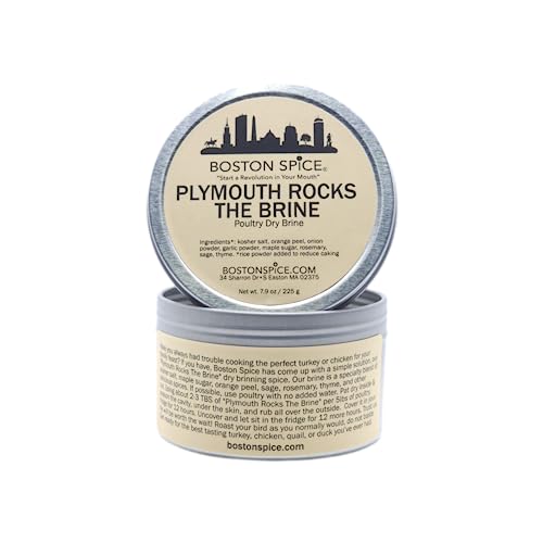 Boston Spice Plymouth Rocks The Brine No Water Needed Dry Handmade Seasoning Brining Blend For Turkey Chicken Duck Quail Fowl Poultry Thanksgiving Christmas No Mess 1 Cup In Tin 7.9oz/225g