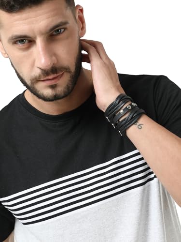 Image of fanideaz Mens Cotton Half Sleeve Striped Round Neck T Shirt