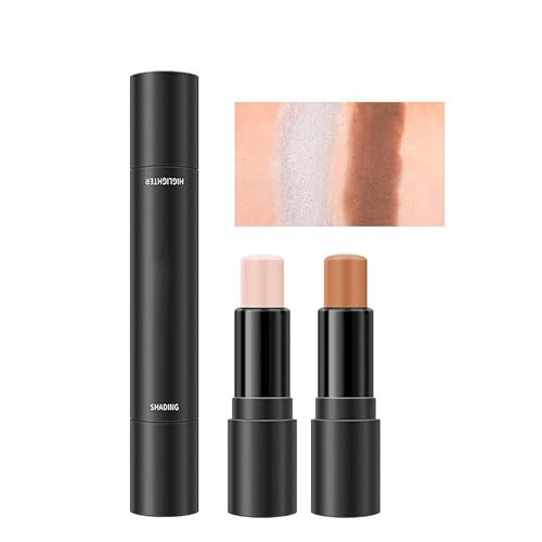 Dual-Ended Finishing Highlighter Stick Concealer Highlighter Finish Dual Colour Dual Face Contouring Makeup Concealer Stick (01, Talla única)