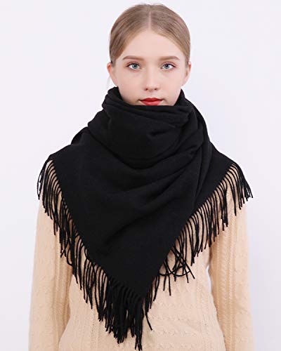 image for RIIQIICHY Winter Scarf for Women Black Pashmina Shawls Wraps for Eveni
