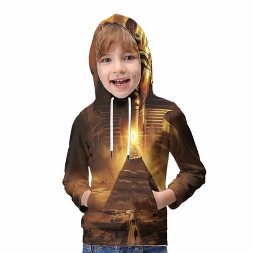 Sweatshirt Pharaon enfant 9-11 ans avec grande poche et capuche imprimée 3D