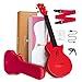 Produktbild Enya AcousticPlus Nova U/RD EQ Konzert-Ukulele mit Cutaway Kohlefaser für Anfänger, Reise-Ukulelen-Set mit Tasche, Gurt, Kapodaster, Saiten (rot)