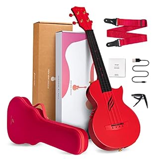 Enya Ukulélé de concert AcousticPlus Nova U/RD EQ 58,4 cm en fibre de carbone avec étui, sangle, capodastre, cordes… - Les Beatles, Paul McCartney, John Lennon, RIngo Starr, George Harrison
