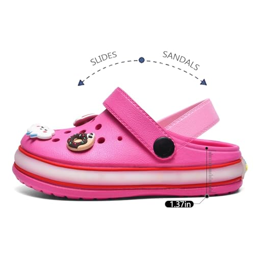 Image of XPKWS Toddler Kids Clogs Boys Girls LED Garden Shoes Light up Sandals Slip on Quick Dry Beach Slippers