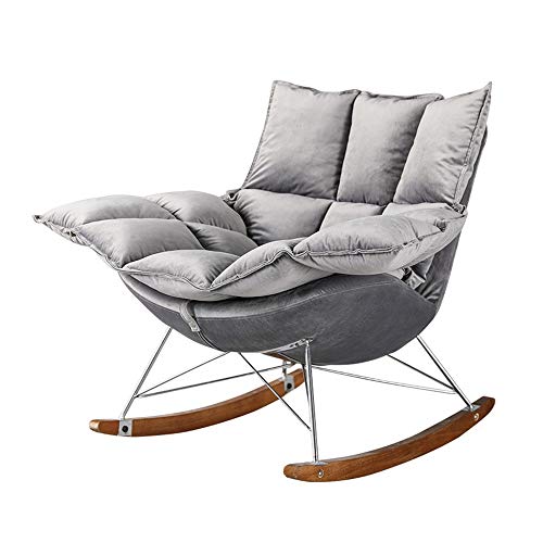 HLW Sports Garden Terrace Living Room Lawn Lounge Chair Comfortable Rocking Chair For Indoors Relax Rocking Chair Soft Cushion For Home Office Furniture (Color : Gray, Size : 92x85x58cm)