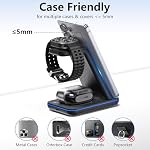3 in 1 Wireless Charging Station, Wireless Charging Stand for Samsung Watch and Cellphone, Induction Charger for Samsung S25 Ultra, Watch Ultra/7/6/5, Wireless Charger for Galaxy Buds (NO Adapter)