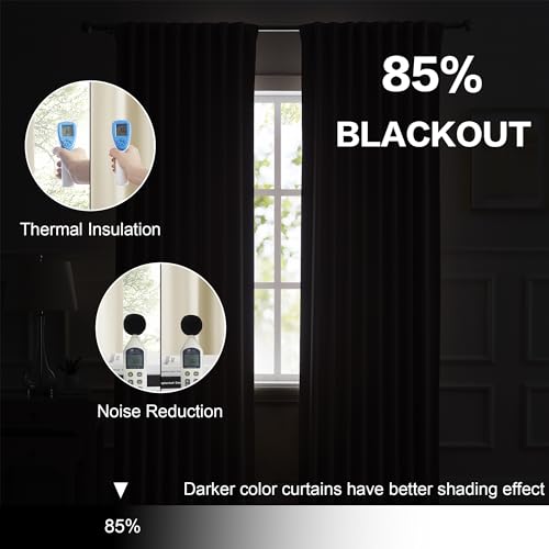 DUALIFE 120 Inch Long Back Tab Beige Long Curtains - Rod Pocket Blackout Tall Window Drapes for Bedroom Thermal Insulated Room Darkening Curtains for Living Room (W52 x L120 Inch, 2 Panels) by DUALIFE - Image 6