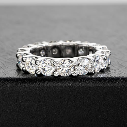 Moissanite Eternity Wedding Band Ring Eight Hearts and Arrows Wave/Geometric Shape Stackable Ring D Color VVS1 Clarity 925 Sterling Silver for Women With Certificate2