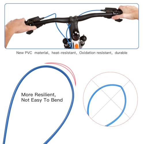 Universal Brake Cable Housing,5mm 3Meters,Lined Bicycle/Bike Brake Cable Housing,Bicycle Brake Cable Gear Wires,DIY Replacement Accessory Kit for Mountain/Road Bicycles with End Caps & Ferrules,Blue - Thumbnail 5