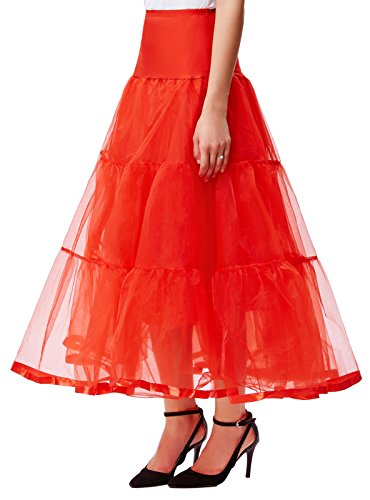 Grace Karin Puffy Long A-Line Red Petticoat Skirts For Christmas Party (1X,Red) #TOP4