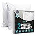 Dreamzie - Lot de 2 Protège Oreiller Imperméable - pour Oreillers 60x60 - Certifiés Oeko Tex® - Housse Extérieure en Coton Respirant avec Traitement BiOme: Hypoallergénique - Fermeture Eclair