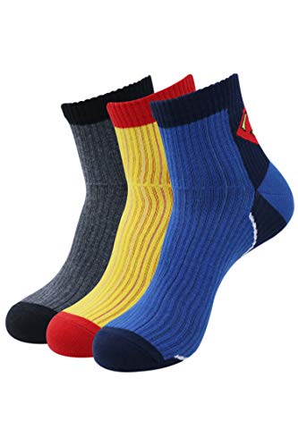Image of BALENZIA SocksXpress Justice League Box Set for Men -(Pack of 3)(Free size), Navy,D.Grey,Yellow, One size