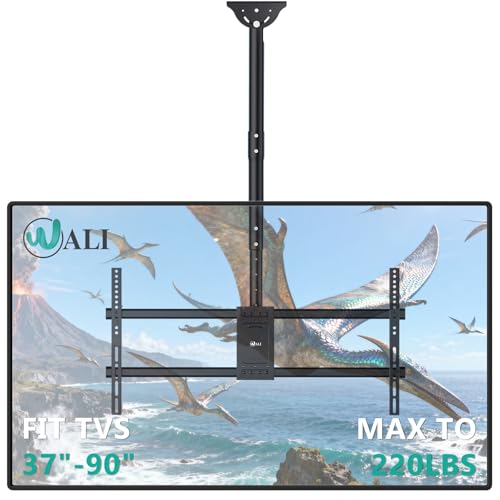 Image of WALI Ceiling TV Mount for 37-90 inch, Hanging Adjustable Ceiling Mount TV Bracket Fits Most LED, LCD, OLED 4K TVs, Holds up to 220lbs, Max VESA 800x400mm (CM3790), Black